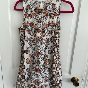 Tory Burch Floral Sleeveless Dress - Orange and Black -Linen